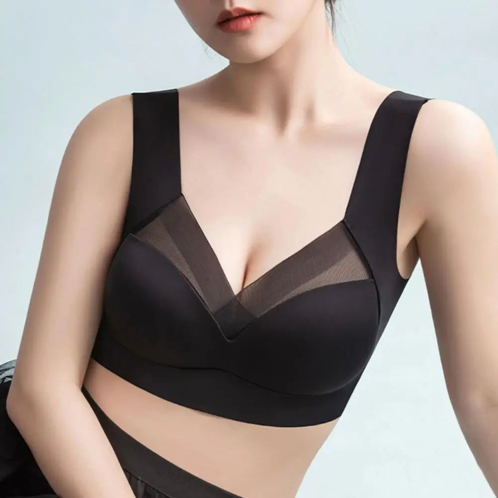 Wireless Push-Up Bra Plus Size Natural Lift Seamless Elastic Straps Wireless Thin Full Coverage Support Bra Everyday Wear Sport