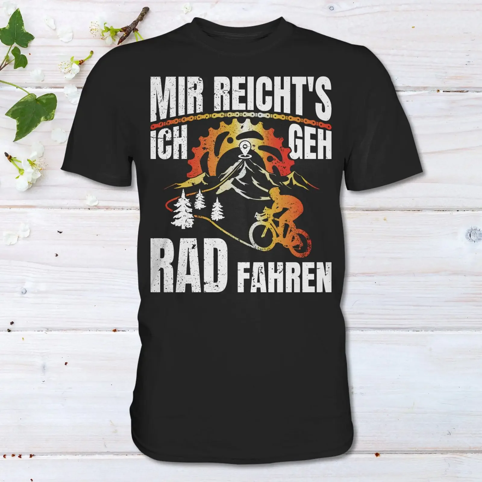 Футболка Mir Reicht's Ich Geh Rad Fahren Funny Mountain Biking T Shirt Casual для велосипедистов и любителей велоспорта, винтажная, с эффектом потертости