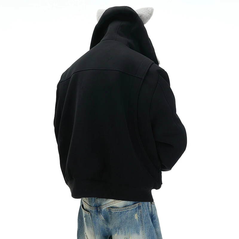 LUZHEN Personalizowany Projekt 2025 Dwustronna Modna Kurtka z Kapturem Męska Zimowa Ocieplana Futrem Oryginalna Luźna Parka JY4722