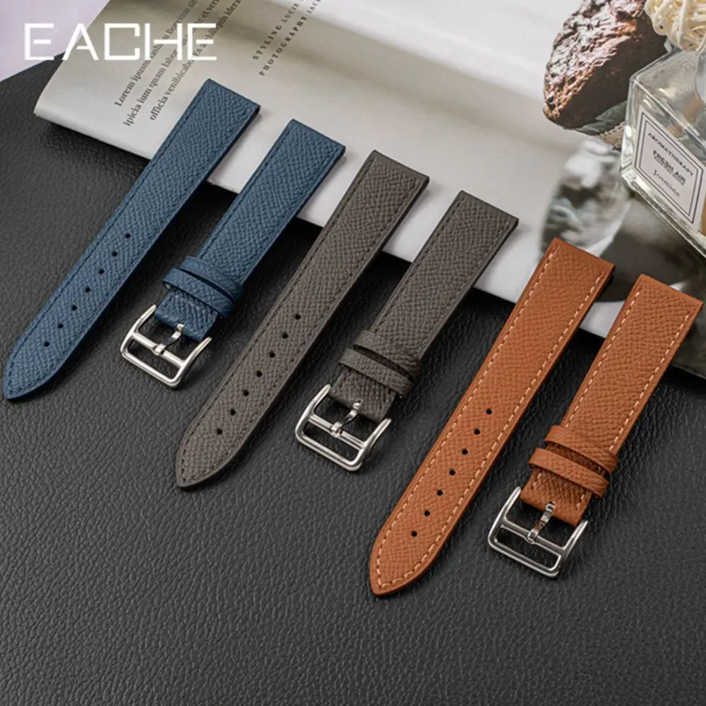 EACHE Genuine Calfskin Leather Watch Band Palm Eposm Straps Top Grain Watchband 18mm 20mm 22mm