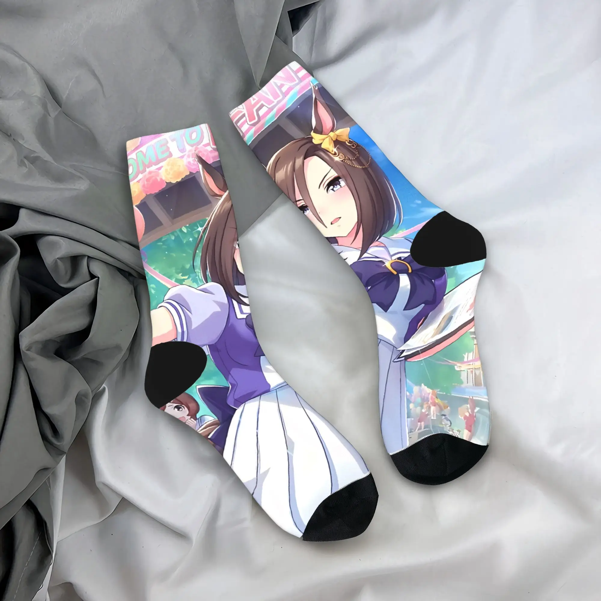Uma Musume Pretty Derby Anime Socks  Novelty Stockings Winter Non Slip Women Men Socks Breathable Graphic Running Sports Socks