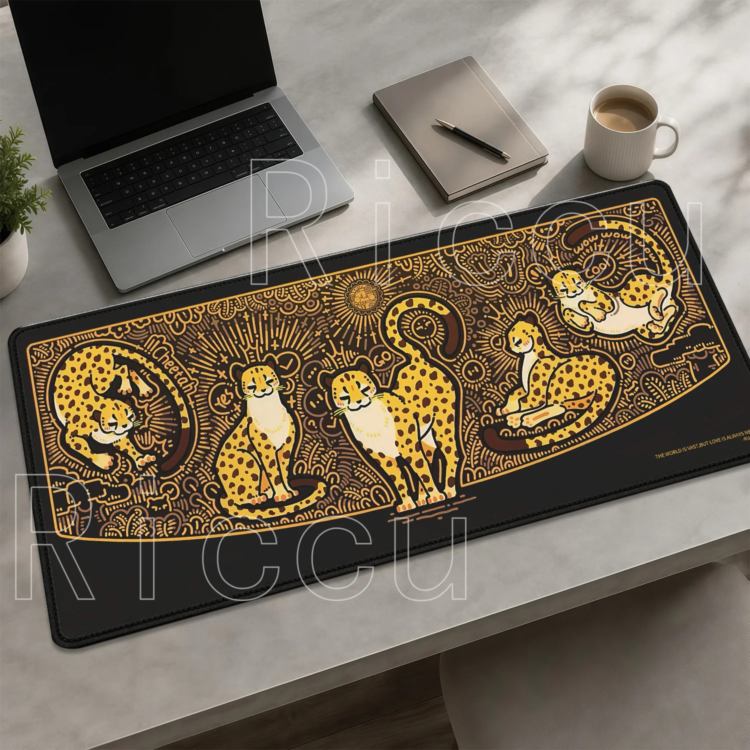 Black and White Leopard Cartoon Mouse Pad Office Accessories Gaming Overlock HD Printing Mousepad Non-slip Base Esports Desk Mat