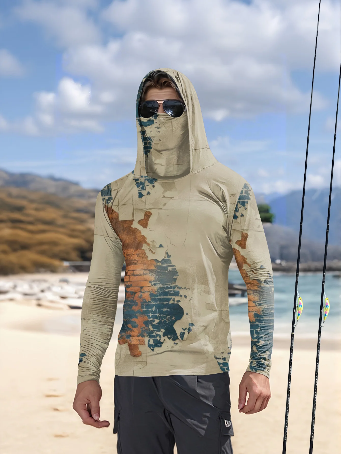2026 Summer New Men's Long-Sleeved Shirt with 3D Retro Pattern Printing - Fashionable Outdoor Comfortable Lightweight and Soft