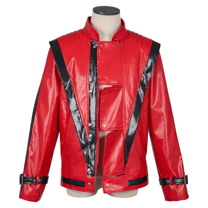 

Men's Cosplay Jacket for Michael Jackson Impersonator Halloween Chirstmas Party Male Top PU Leather Coat Wear Costumes New