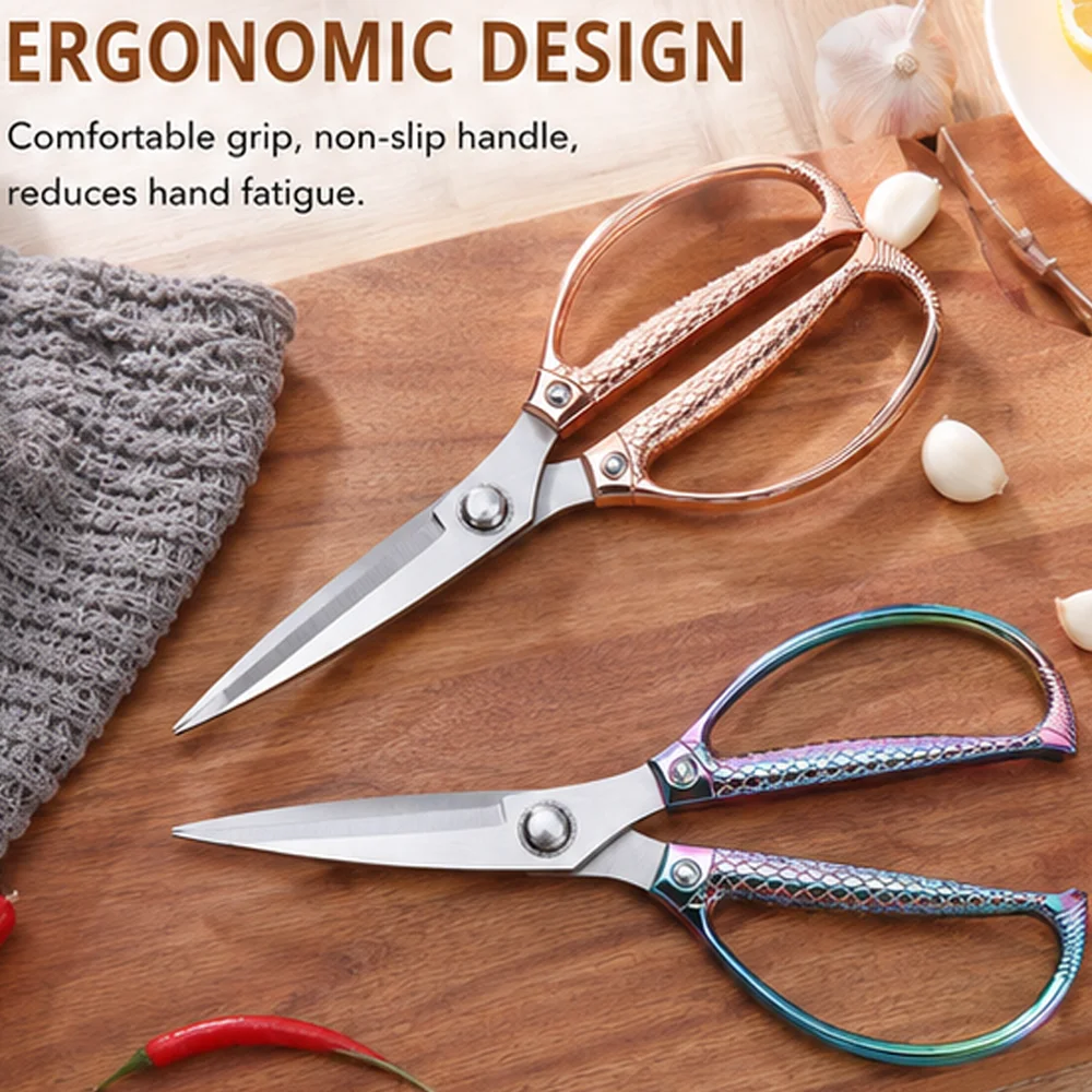 SK5 Stainless Steel Kitchen Shears 4 Colors - Heavy Duty Poultry Bone Cutter Household Tailor Scissors For Chicken/Fish