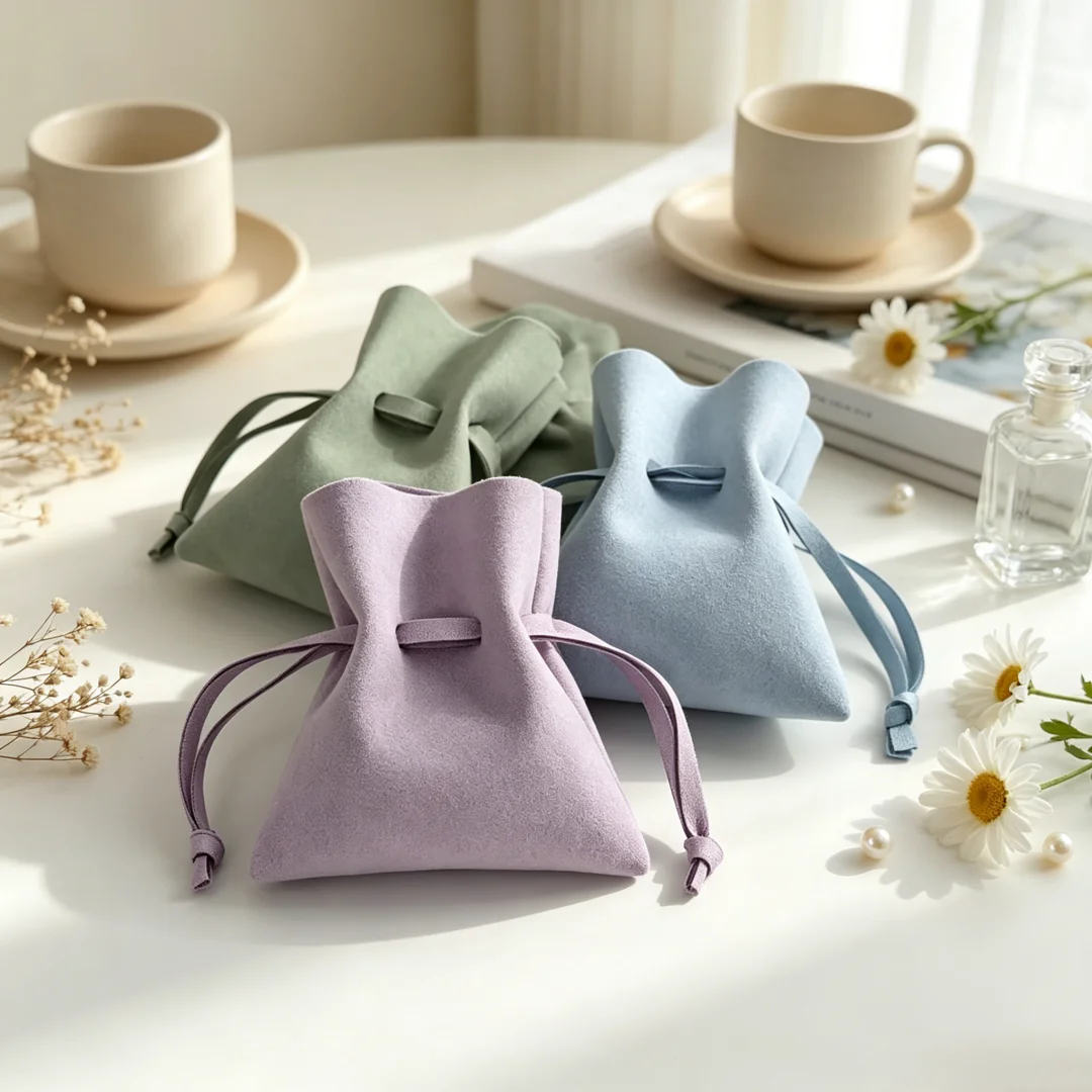 10Pcs Microfiber Drawstring Gift Bags Wedding Favors Candy Packaging Organizer Pouches for Jewelry Necklaces &Small Accessories