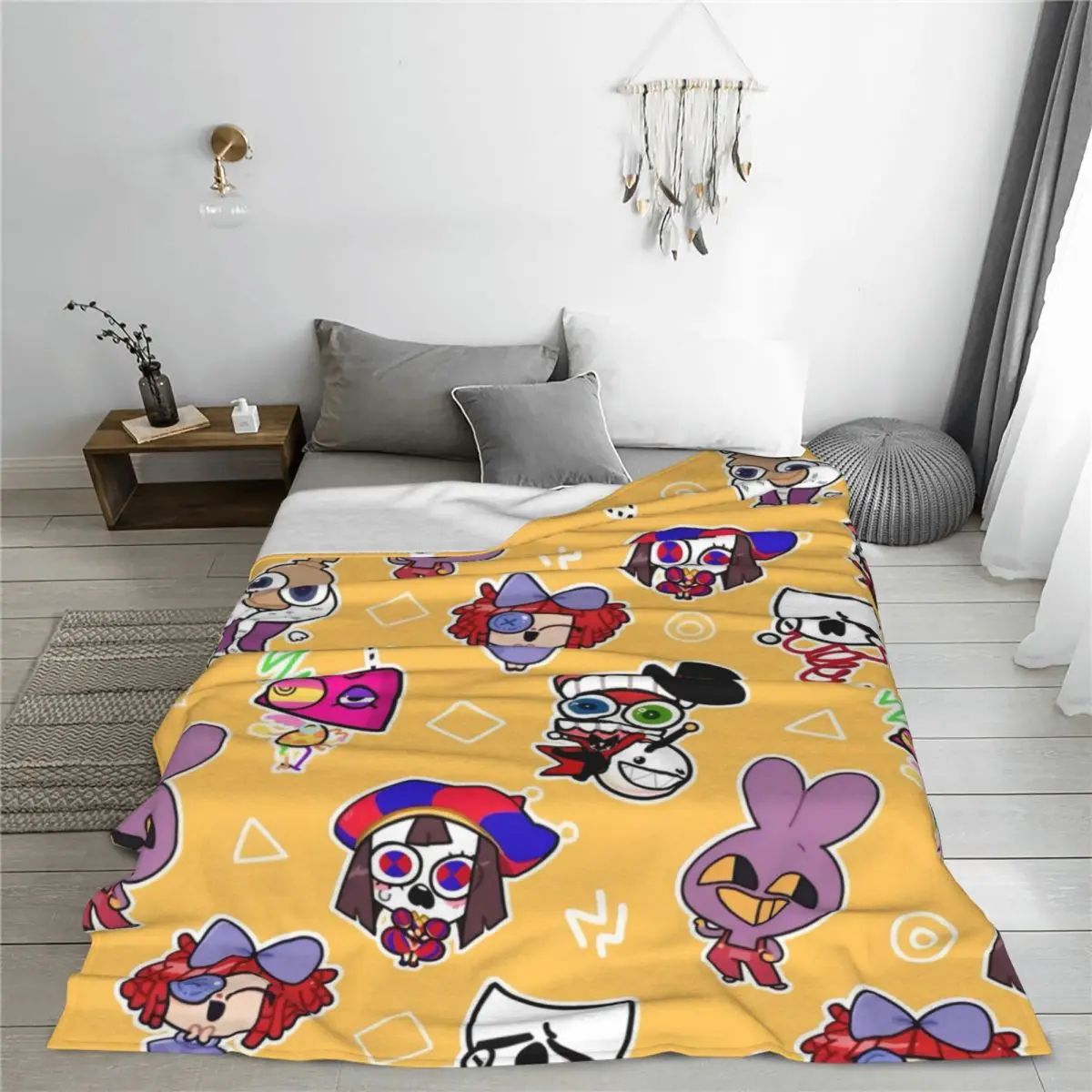 The A-Amazing D-Digital C-Circus Cartoon Blanket Pomni Jax Anime Flannel Funny Warm Throw Blanket for Home Textile Decor Car