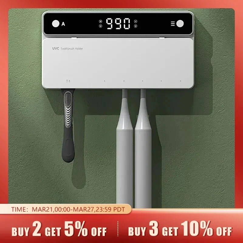 Boîte de rangement pour brosse à dents multifonction, arabisateur électrique autonettoyant, lumière UV, veilleuse, aste, nouveau