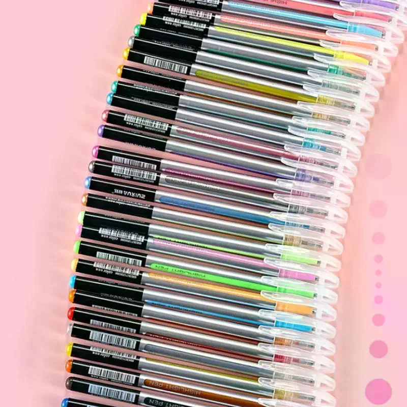 

1 Set Student Highlighter Gel Pen 6/12/18 Colors Large Capacity Glitter Gel Pens For Journaling Kids Graffiti Gift