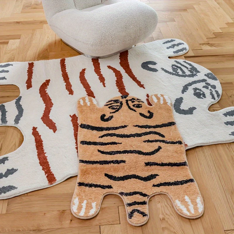 Kaschmir niedlichen Schlafzimmer Dekoration Teppich unregelmäßigen Wohnzimmer Teppiche Tiger Form Plüsch Teppich Matte Haushalt rutsch festen Teppich