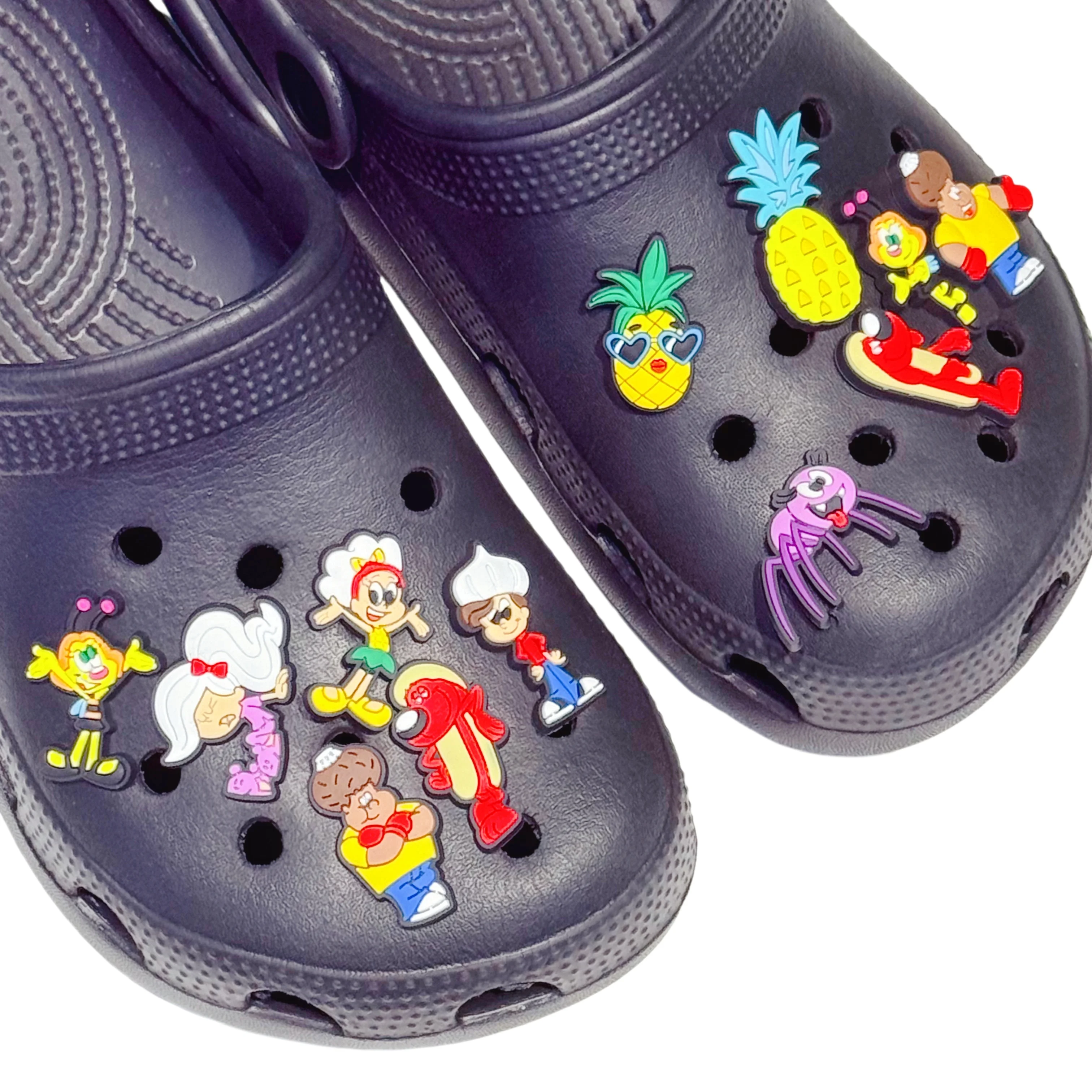 1-12Pcs Kids Cartoon Character PVC Shoe Ornaments Red Dogs Slipper Buckle Charms For Cool Birthday Present