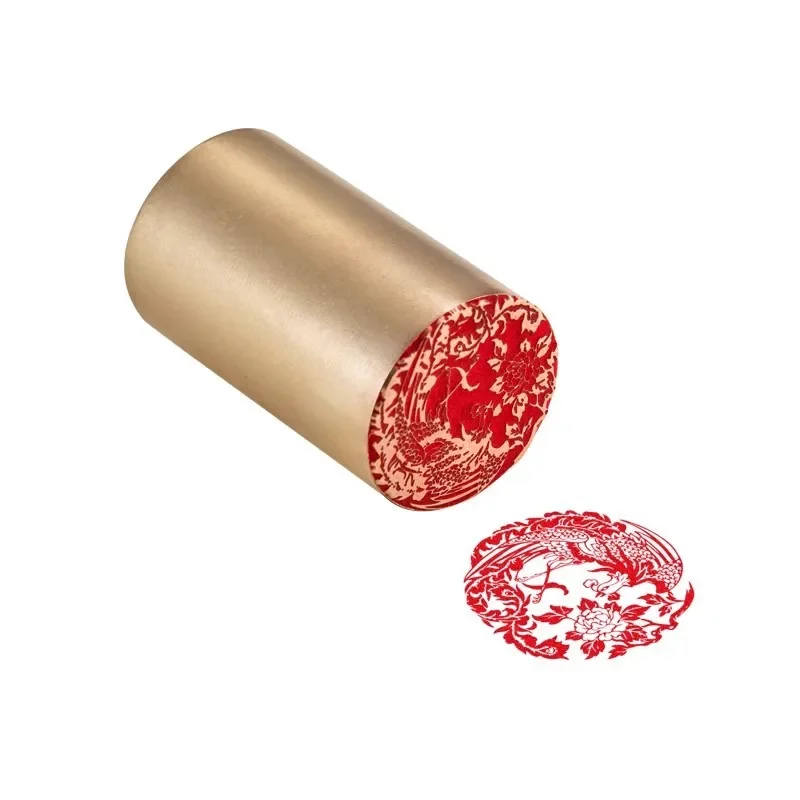 

Phoenix Peony 3 × 5cm Gold Stone Seal Carving, Copper Buddha