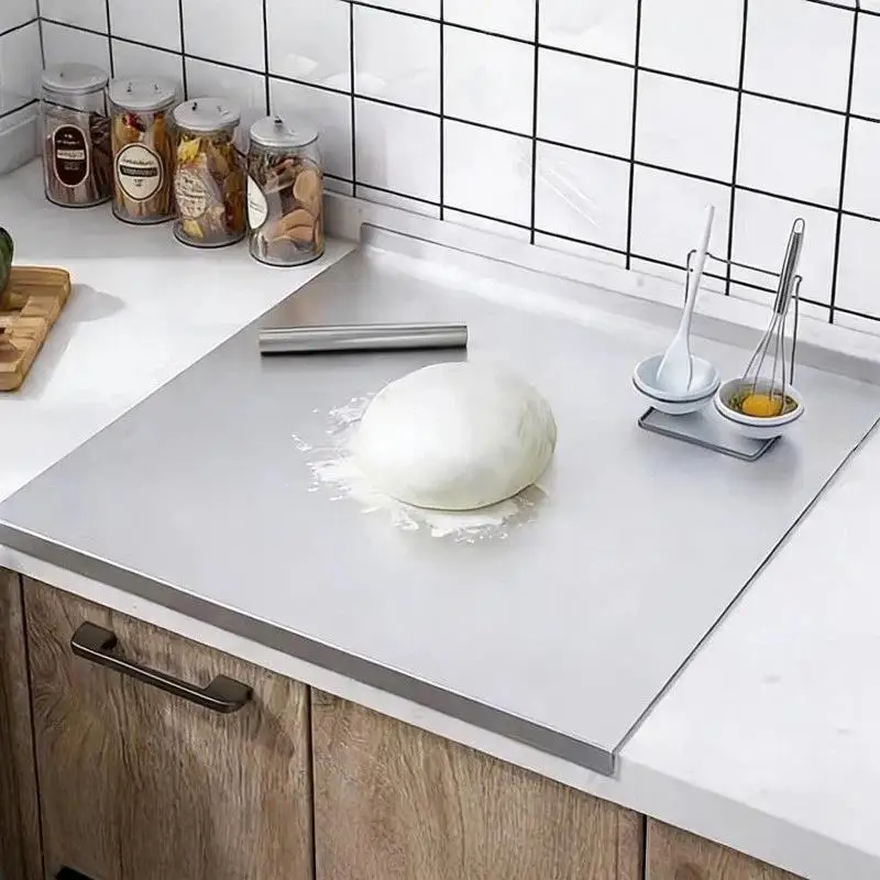 Large 304 Stainless Steel Dough Kneading Rolling Board Multifunctional Pastry Baking Mat Bread Cookie Fruit Vegetable Prep Board