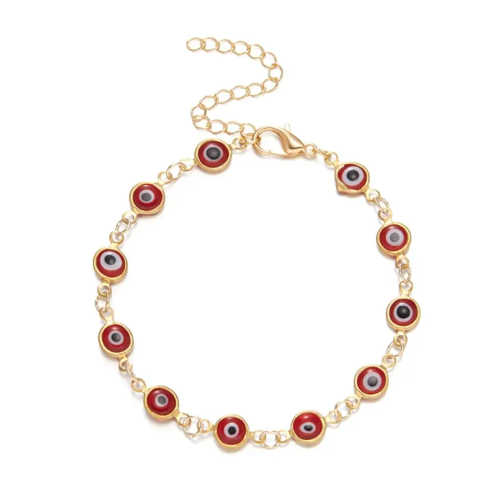 Colorful Turkey Evil Eye Bracelet Adjustable Metal Chain Lucky Evil Eye Bracelet Good Luck Bangles