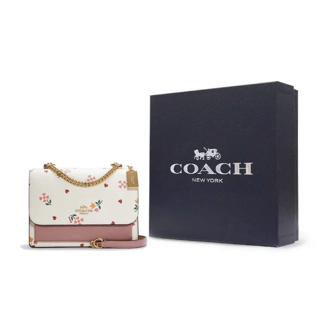 COACH Klare Coated Canvas With Leather Trunk Bag, Shoulder Bag, Crossbody Bag Small Women's Pink White Multicolor C7596-IMCAH