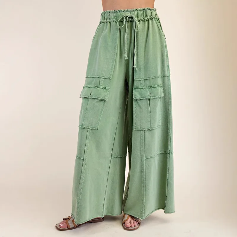 

Women's 2024 New High Waist Cargo Pants - Oversized Pocket & Tie Detail Straight Leg Pants,Loose Fit Casual