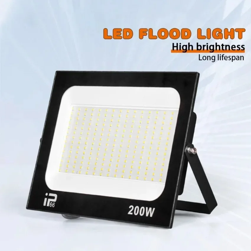 200W LED Floodlight Spotlight Outdoor IP66 Waterproof Courtyard Light Porch Garden Garage Street Indoor Outdoor Lighting AC220V