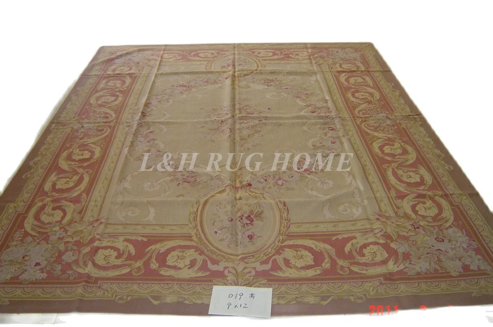 

Free shipping 9'x12' French style aubusson carpets hand knotted rugs Woolen French Aubusson Rugs high quality rug