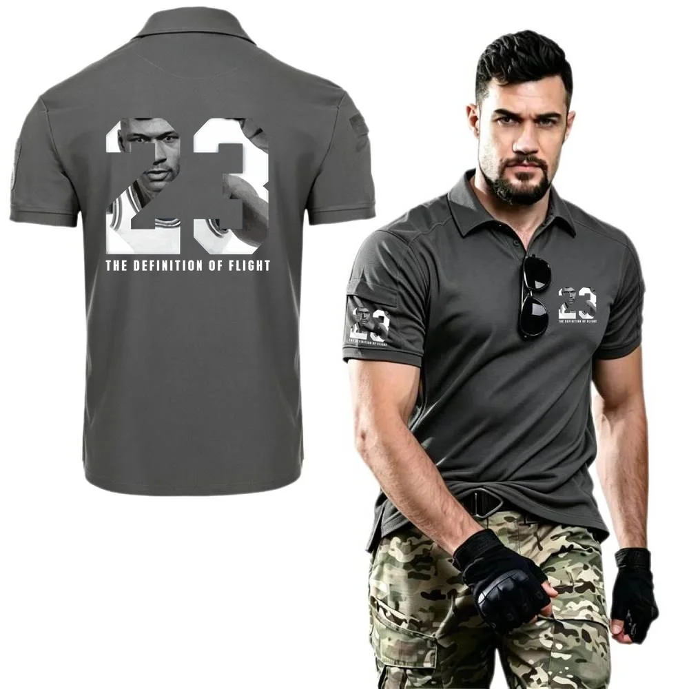 Men's Polo Shirt Military Tacitcal Training Short Sleeved Shirts 23# Basketball Flight Man Top Tees Army Hiking Sports Tshirt