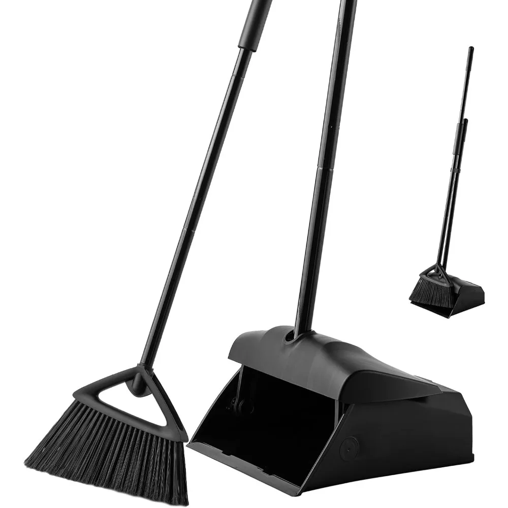 

Eyliden Commercial Angle Broom and Dustpan Combo, with Long Handle, Lobby Dust Pan Sweep Set for Outdoor Garages Courtyard Sidew