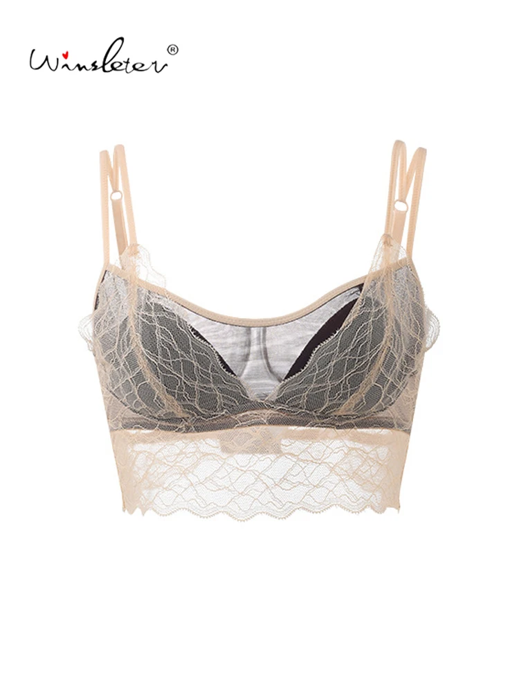 

Бюстгальтер Winsleter-19MM Cup Silk Sexy, без косточек, кружевной, женский, французский, тонкий, дышащий, с красивой спинкой, лето 2025, P64580CC