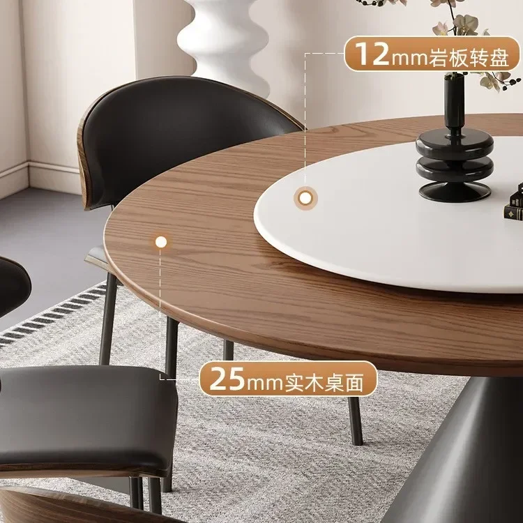 JJMedieval style full support baseplate round ash wood surface dining table small apartment household round table chair