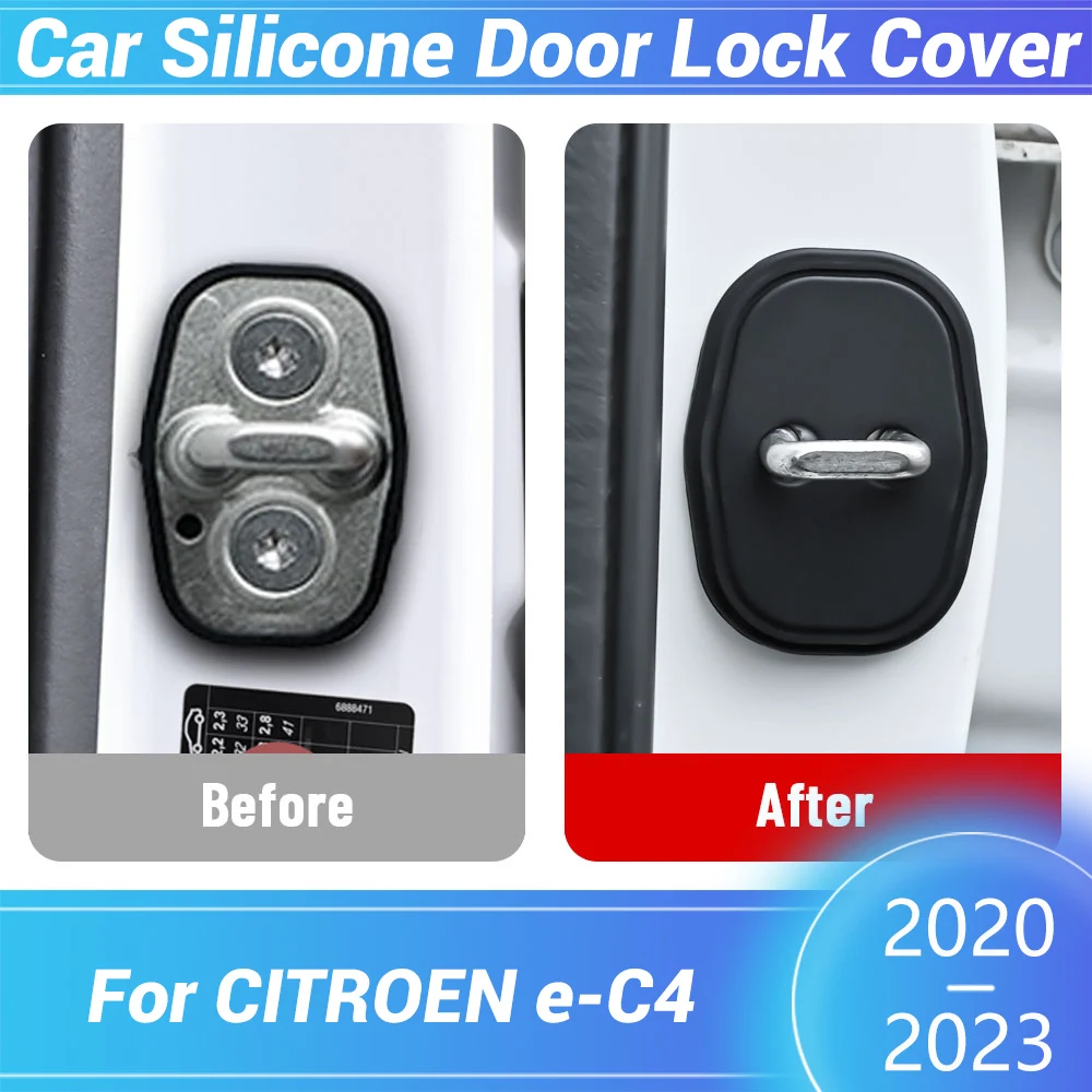 

Car Door Lock Silicone Buckle Protector Cover For CITROEN e-C4 2020 2021 2122 2023 Car Door Latch Anti-collision Accessories