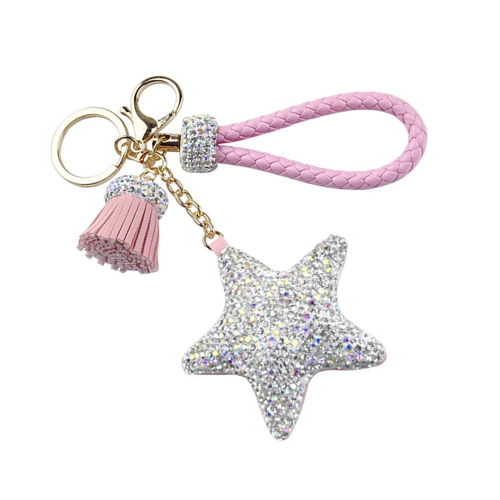 Pendant Bag Decoration Rhinestone Keychains Car Rhinestones Rings Ornaments Pentagram Creative Holder