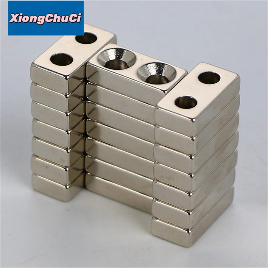 XiongChuCi 20*10*5MM Two Countersunk hole Strong Block Neodymium Magnets N35 NdFeB Powerful Permanent Magnetic Square Magnet