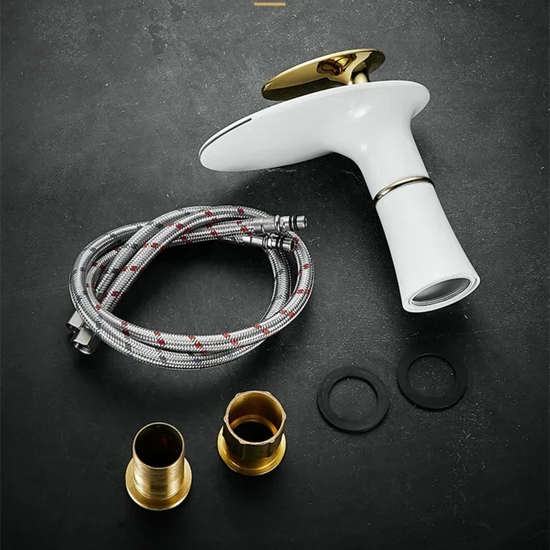 الحمام شلال صنبور ثقب واحد حوض صنبور الماء البارد والساخن صنبور حوض خلاط النحاس حوض للحمام صنبور حوض خلاط مغسلة الحنفية #4