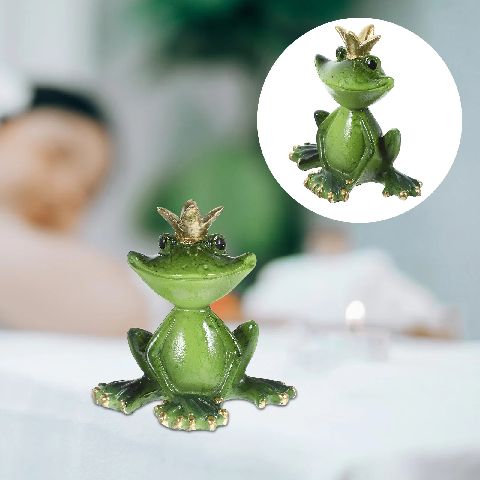 Crown Frog Ornament Exquisite Desktop Decor Frogs Scene Princess Toys Home Craft Decorative Statue Resin