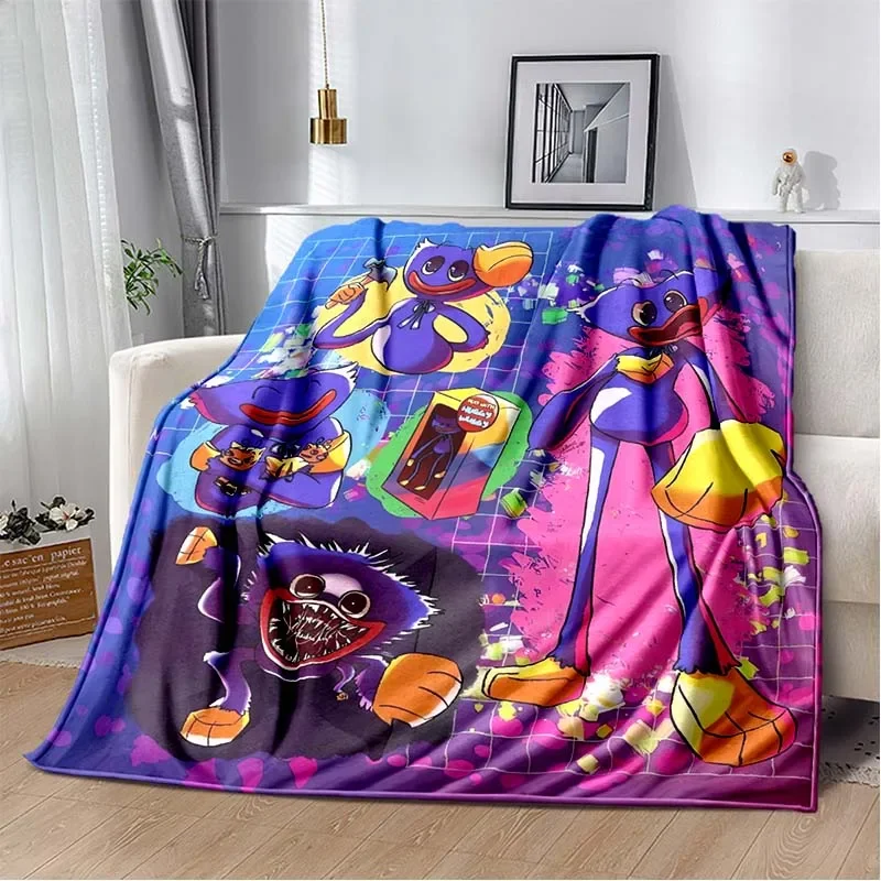 3D Cartoon H-Huggy-Wuggy-y Bed Cover Flannel Sofa Bed Living Room Warm Plush Portable Office Hotel Comfortable Soft Blanket Gift