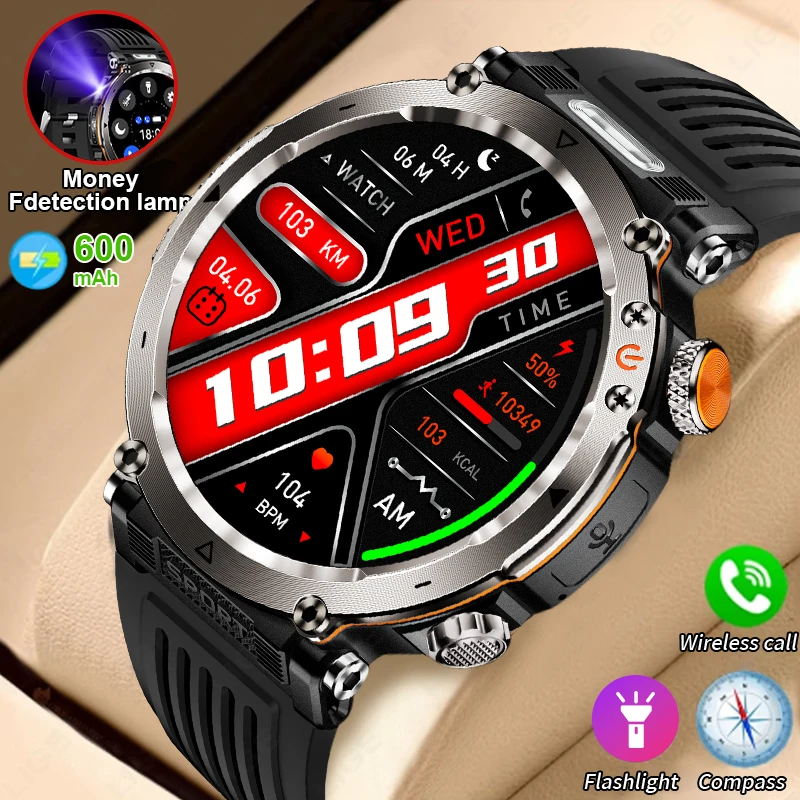 

LIGE New Smart Watch Men 600mah Large Battery Flashlight Compass Military Watches Waterproof Bluetooth Call Sport Smartwatch Man