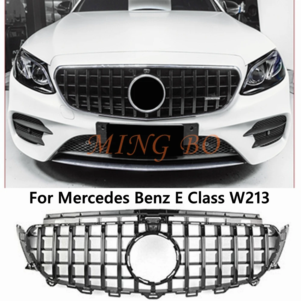 For Mercedes W213 C238 A238 E Class E300 E200 E260 2017-2019 Perfect Match E63 GT Style Front Bumper Grille Hood