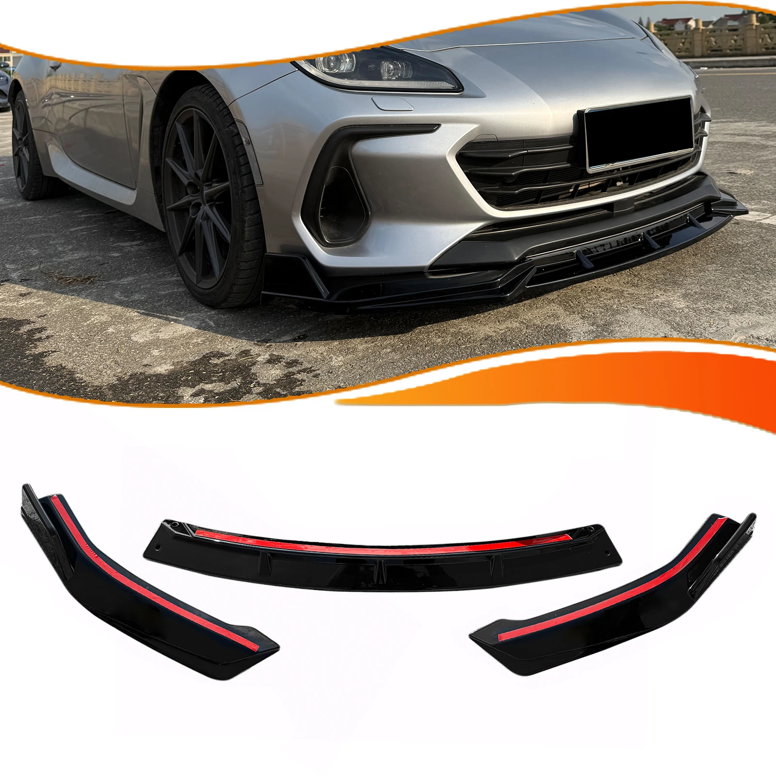 

3pcs Car Front Bumper Spoiler Lip Lower Splitter Blade For Toyota GR86 BRZ 2022 2023 2024 2025