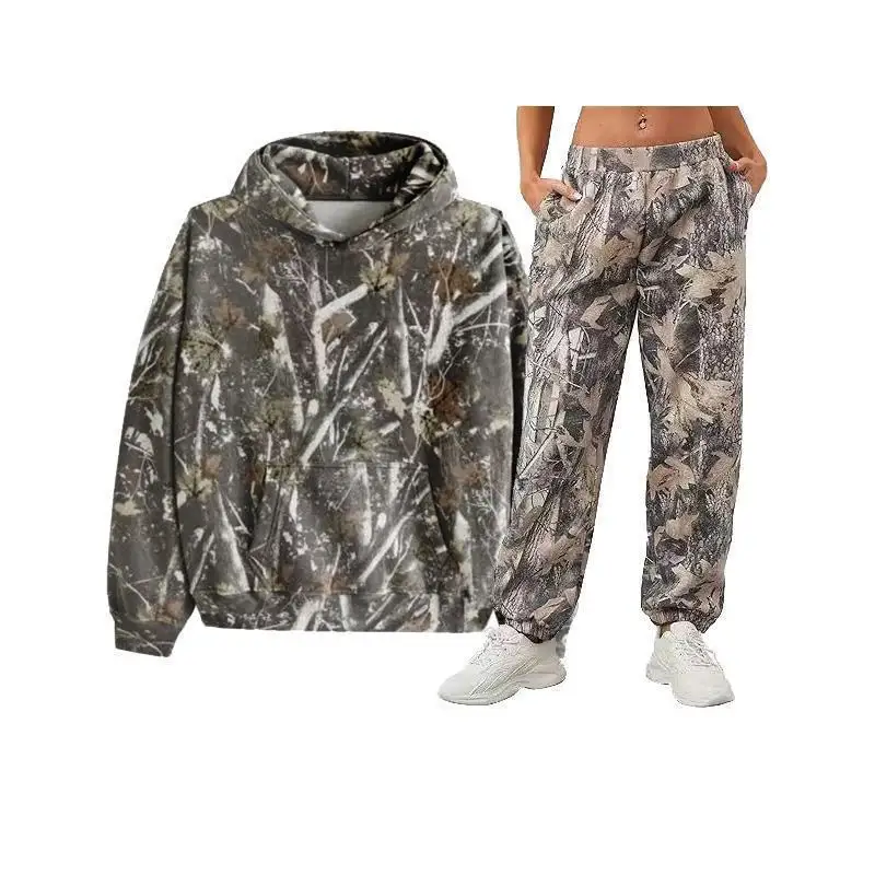 

Plus Size Hoodie Set 2PC (S-6XL), 3D Printed Camouflage & Maple Leaf, Men Women Unisex Pullover Sweatshirt, Jogger Suit