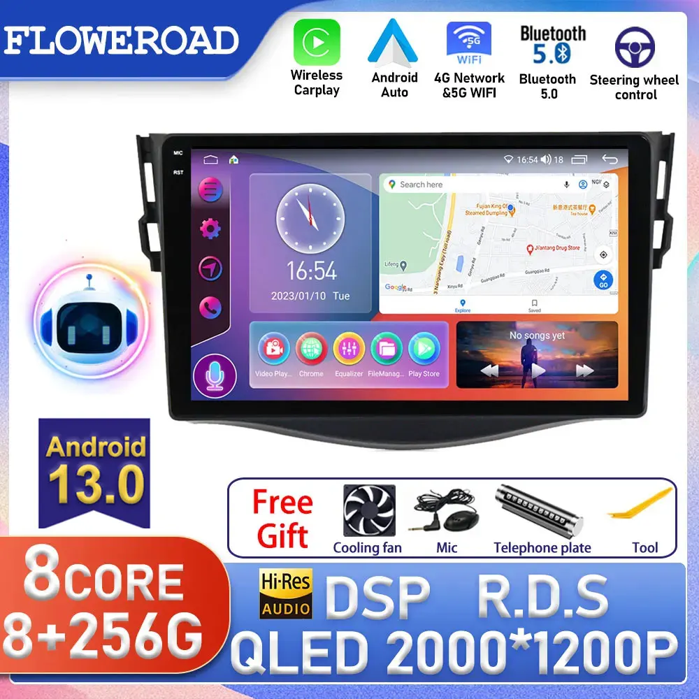 

9" Android For Toyota RAV4 Rav 4 2005 - 2013 Car Radio Multimedia Player Stereo 2Din Carplay DSP Navigation GPS 4G Net WIFI DVD