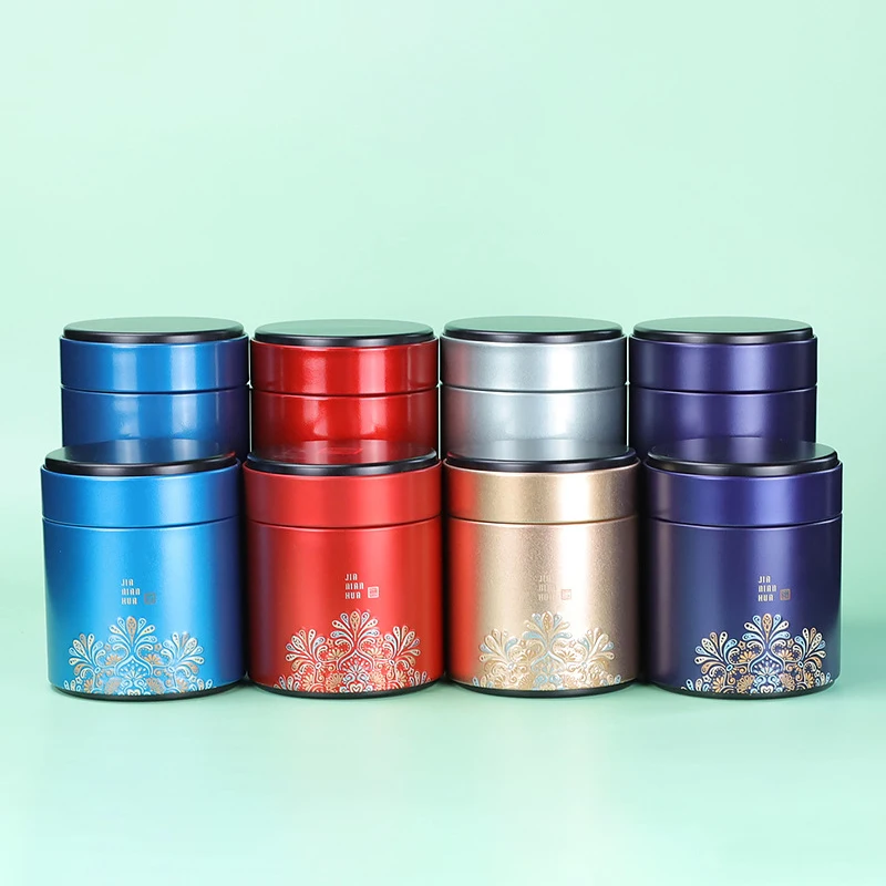 Portable Tea Storage Empty Tin Cans, Round Tea Cans, Jasmine Tea, Coffee Sugar, Spice Storage Jars