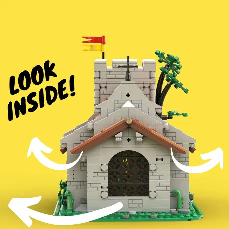 Medieval Lion Knight's Castle Church Collection MOC building Block Assembly Toy set Holiday gift for all architecture lovers