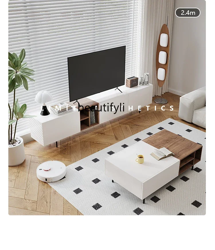 

57 Italian style, living room high and low storage, Nordic paint TV cabinet coffee table