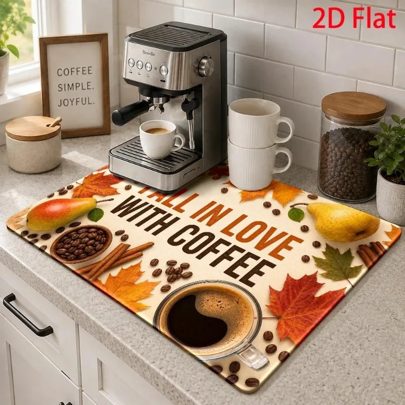 Tableware Drainer Pad Thanks Always Typography Baked Pumpkin Bread Walnut Kitchen Table Cushion