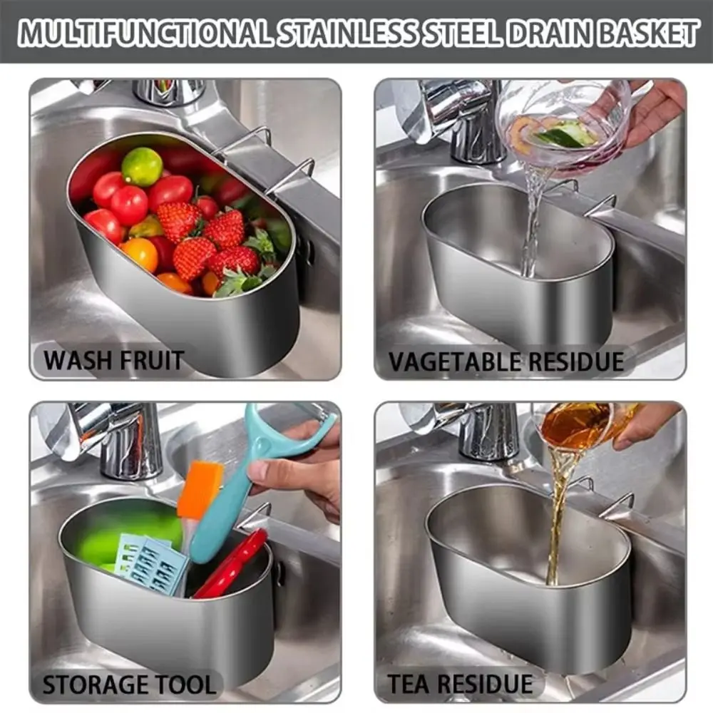 Stainless Steel Portable Strainer Wall Hanging Space-Saving Drainage Basket Time-Saving Rust-Resistant Kitchen Strainer for Home