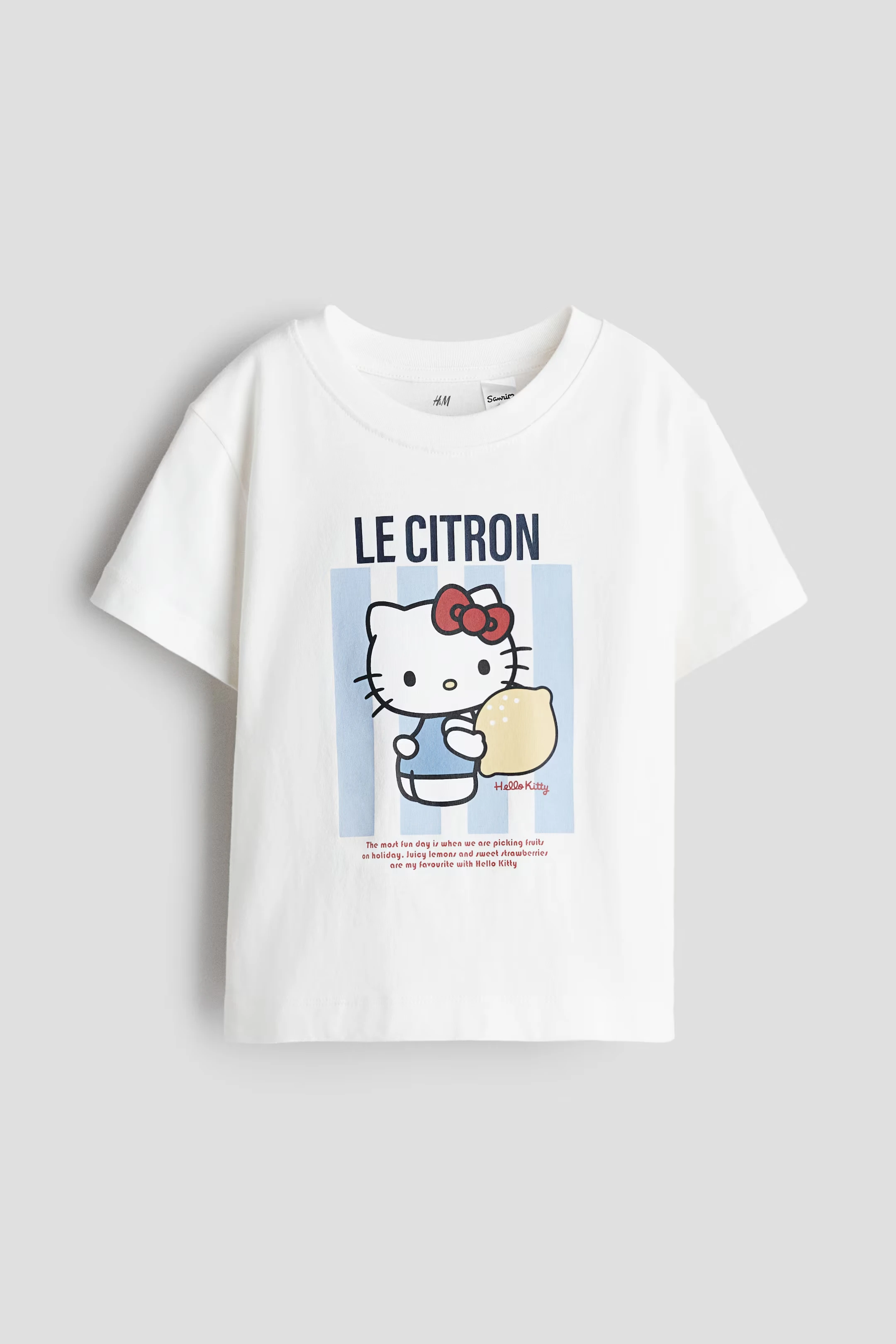 Kids Girls Hello Kitty Graphic T‑Shirt Apple Print O‑Neck Short Sleeve Cotton Casual Children Summer Tee Tops