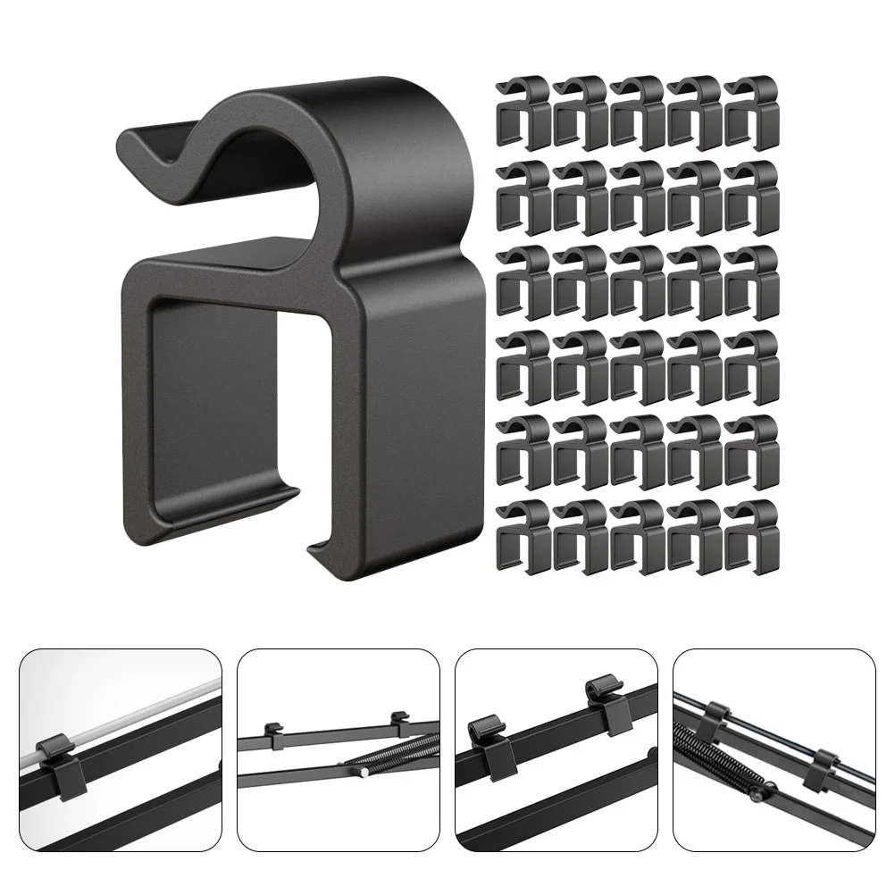 

40 Pcs Thread Holder Mic Clip Cable Storage Flexible Stand Arm Microphone Black Plastic for Clamp