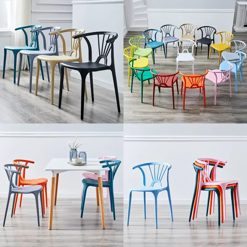 durable Nordic Dining Chair Plastic Chair Backrest Modern Simple Plastic Stool for Hotel