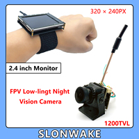 SLONWAKE 5.8G 400mW VTX Transmitter Camera 1200TVL 2.1mm FPV 2.4 inch 40CH DVR glasses,For RC Multicopter FPV Drone Part.