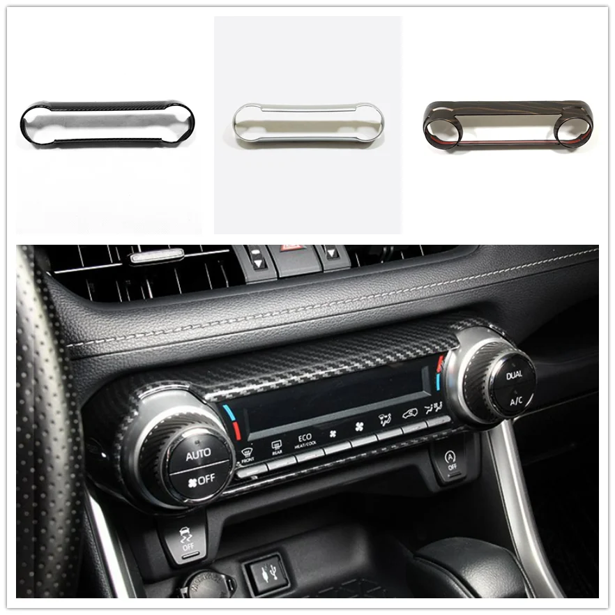 

Аксессуары для интерьера для Toyota RAV4 2019-2021, декоративные наклейки на переключатель кондиционера, внешний вид из углеродного волокна и древесины