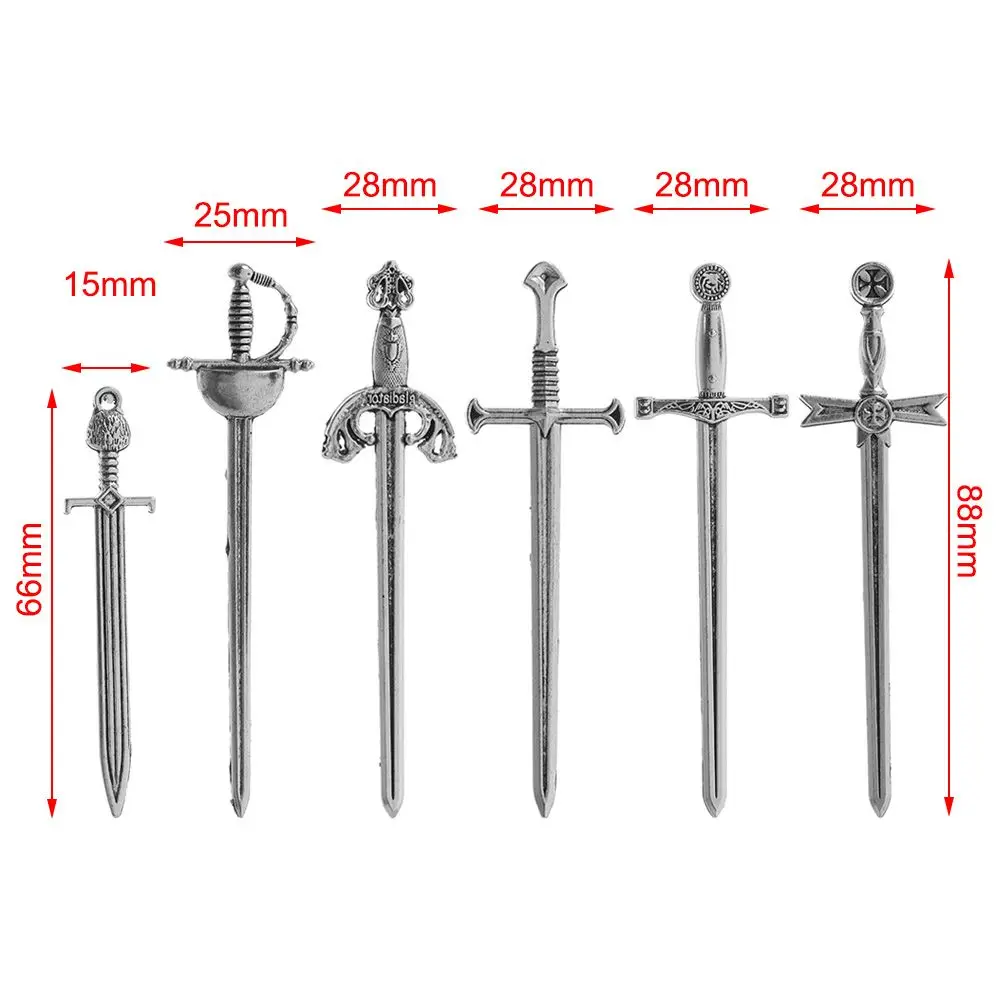 6 pçs suprimentos criativos pingentes espadas antigas faca marcador espadas de prata faca marcador jóias fazendo encantos