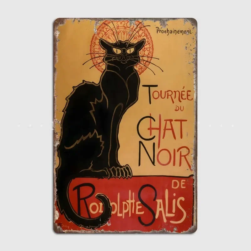 Le Chat Noir Black Cat  Classy Nordic Style Metal Tin Signs and Wall Plaques for Vintage Bar, Restaurant Decoration