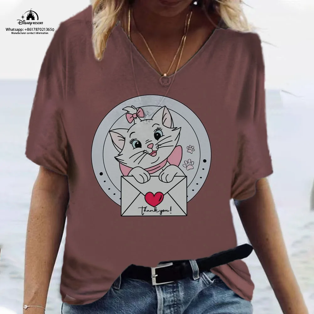 2024 estate Cute Mary Cat nuove donne Harajuku Style Anime Print Top t-shirt t-shirt manica corta da donna